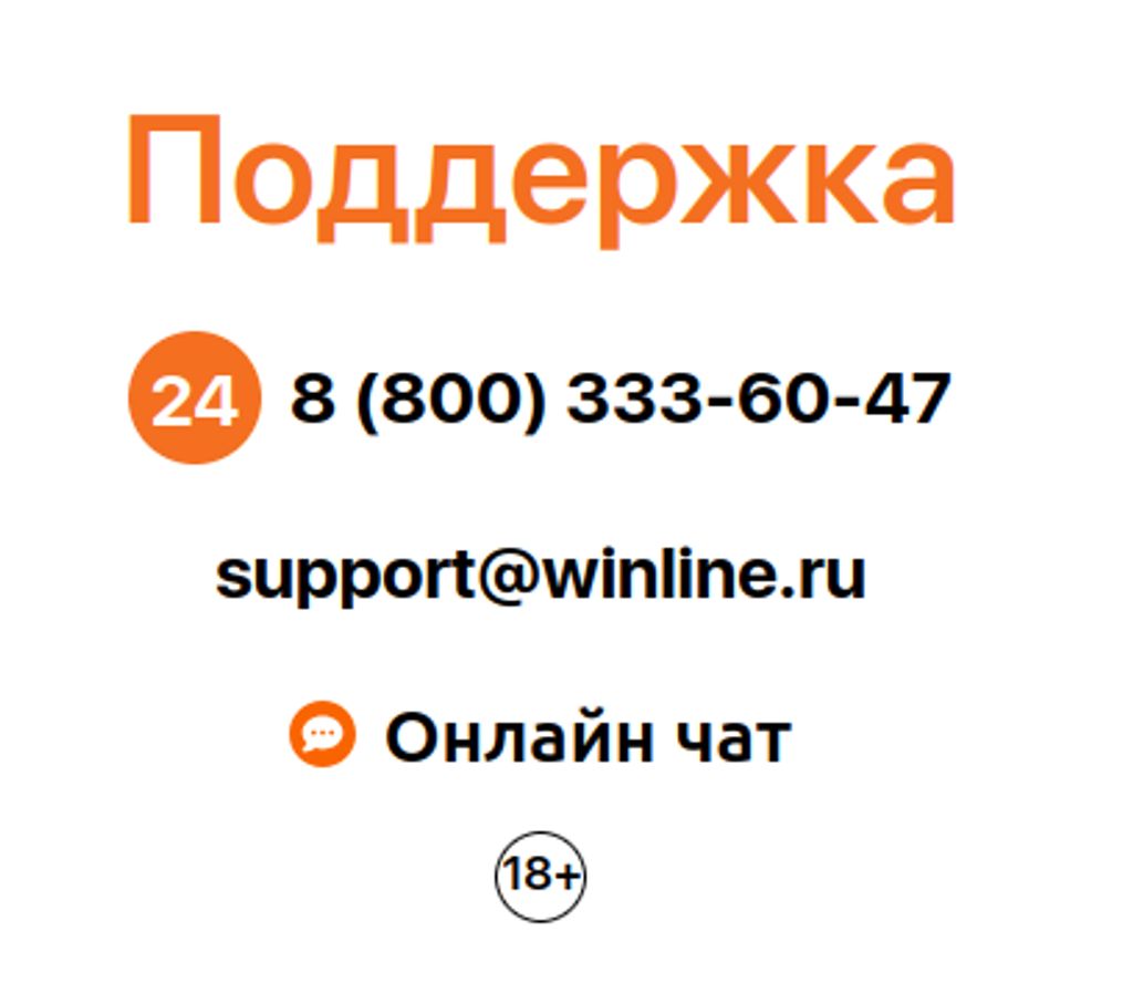 Контакты службы поддержки Winline