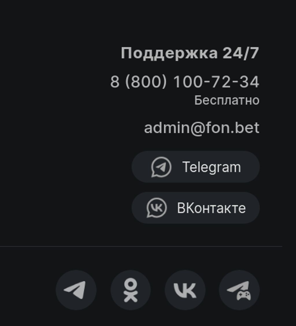 Контакты службы поддержки Фонбет